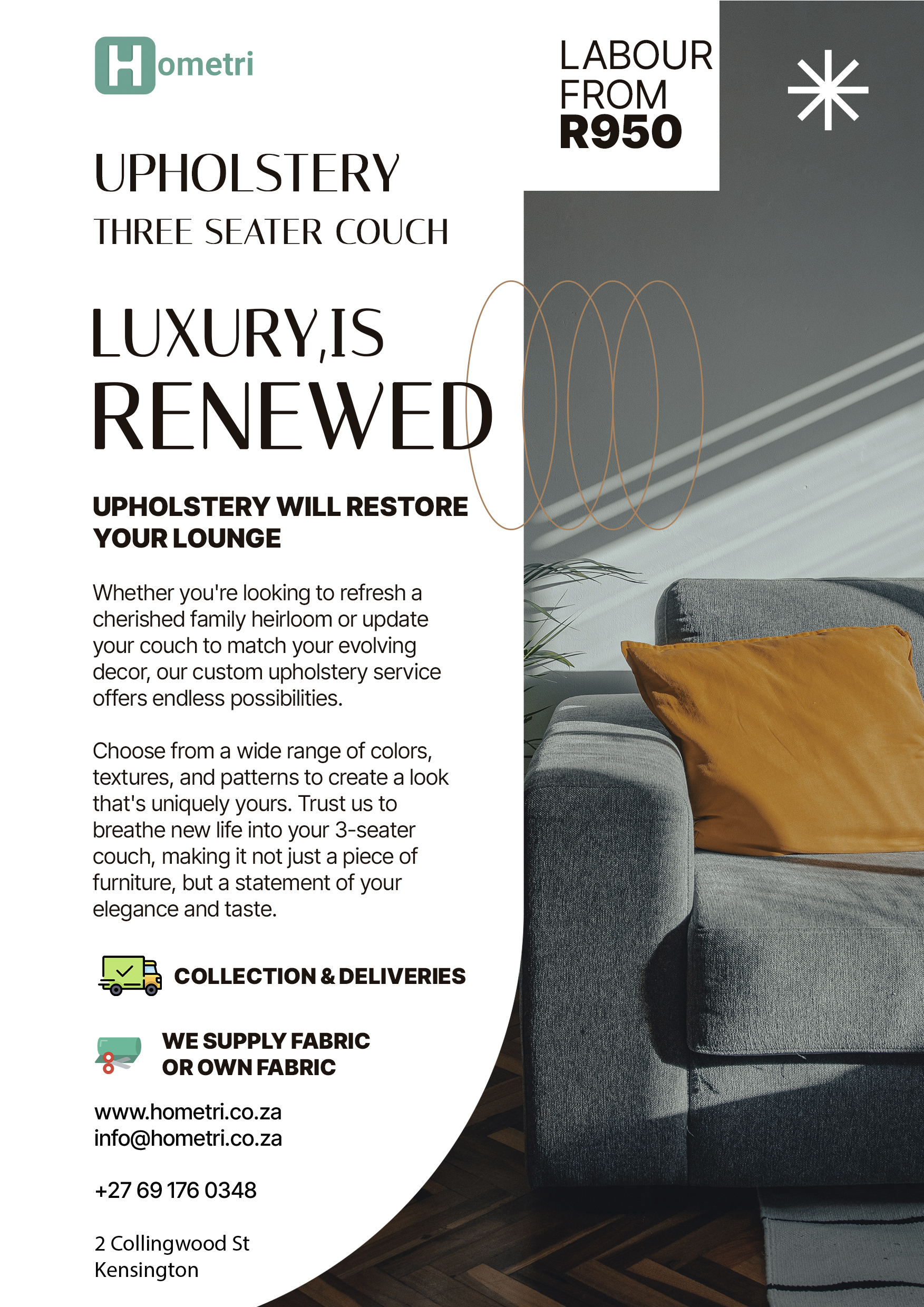 upholstery of couches
